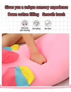 Detailed macro view of pink plush toy showing premium soft down cotton filling texture