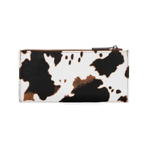 Stylish cow print PU leather long wallet with secure RFID blocking technology feature