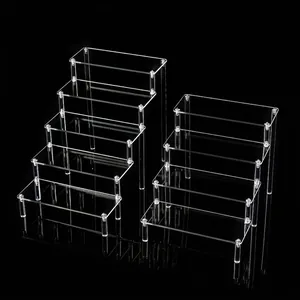 Clear Acrylic Tiered Riser Display Stand For Action Figures Blind Box Doll Cupcake Jewelry Desktop Storage Organizer Shelf