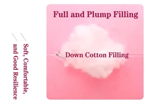 Macro view showing the soft and high-quality down cotton filling of a pink plush unicorn toy.