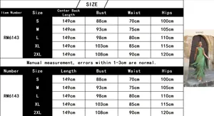 Size chart for elegant halter neck tassel long dress for evening parties