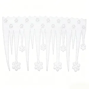 White foam Christmas icicle and snowflake hanging decoration for window and roof decor