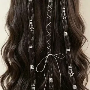 36pcs DIY silver braid jewelry accessories set with star pendants and cord
