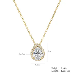 Detailed view of pear-shaped zircon pendant with specific dimensions and weight
