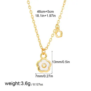 13mm x 7mm pendant size and 46cm chain length dimensions for gold flower necklace