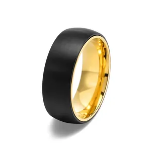 Herren Drehbarer Titanstahl Ring Zweifarbig Gebürstet Schwarz Stressabbau Spinner Ring Minimalistisches Band Täglicher Schmuck
