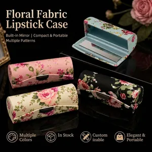 Étui À Rouge À Lèvres En Tissu Floral Vintage Boîte À Bijoux Portable Avec Miroir Fermoir Métallique Style Chinois