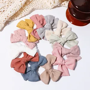 Handmade 4 Pcs Set Kids Embroidery Bowknot Hair Clips Fabric Butterfly Hairpin Bow Headwear For Toddler Girls Hair Accessories