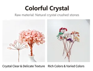 Detailed macro view of handmade natural crystal money tree chips and copper wire for DIY
