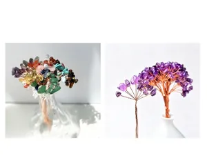 Handcrafted natural crystal tree DIY material kits with copper wire for home decor