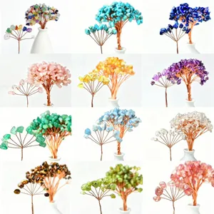 Handmade Natural Crystal Gravel Money Tree Branch Copper Wire Wrapped For Home Office Wealth Decor Spiritual Craft