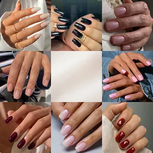 A comprehensive collection of solid color medium square press-on nails in various shades
