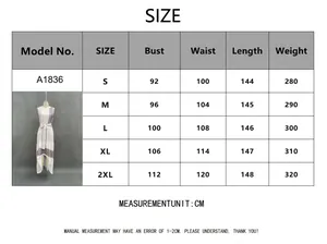 Größentabelle für ein elegantes ärmelloses gestreiftes Maxikleid mit Bindegürtel