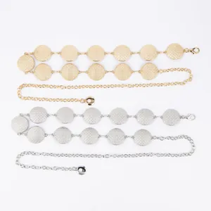Vintage Bohemian metal waist chains in gold and silver colors for women's dresses