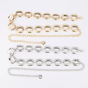 Comparison of gold and silver chunky link metal waist chains for dresses.