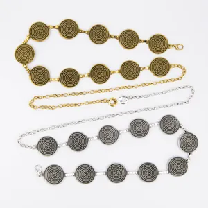 Vintage bohemian metal waist chain set for dresses in elegant gold and silver finishes
