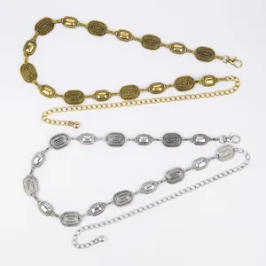 Visual comparison of vintage bohemian metal waist chains in gold and silver finishes