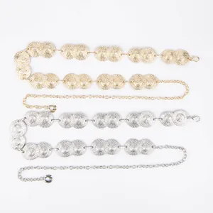 Detailed close-up showing gold and silver Bohemian metal waist chains for women's dresses