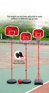 Detail showing adjustable height features for the portable children's basketball hoop