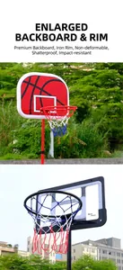 Close-up view of children's sports basketball hoop with durable iron rim and net