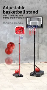 Height-adjustable indoor outdoor basketball stand with iron frame for kids sports