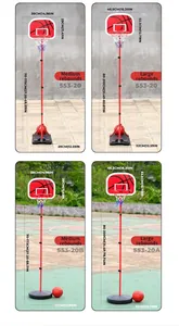 Adjustable height children's basketball hoop with detailed size specifications