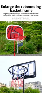 Detailed view of the durable iron basketball frame and the high-quality backboard.