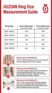 Detailed ring size measurement guide for S925 silver moissanite rings with US HK conversion
