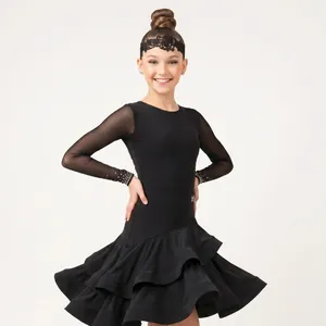 Detail view of handmade black hollow lace floral headband for children Latin dance