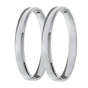 Minimalist 8mm wide stainless steel bangle with secure buckle clasp for men and women