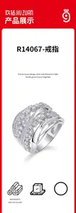 Elegant S925 sterling silver multi-row ring decorated with shimmering moissanite stones