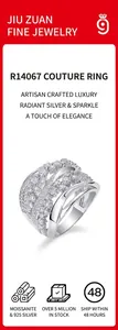 Elegant S925 sterling silver multi-row ring decorated with shimmering moissanite stones