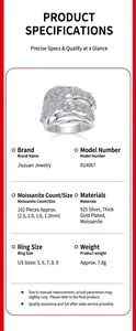 Detailed view of S925 sterling silver ring with multiple moissanite stones