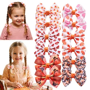 Pince à Cheveux Nœud Papillon Moulin à Vent Mignon pour Filles Imprimé Fruits Tropicaux Accessoire Cheveux en Polyester
