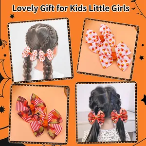 Vue détaillée de pinces à cheveux d'Halloween en forme de nœud pour petites filles