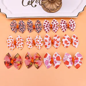 Lot de barrettes à cheveux nœuds imprimés mignons avec motifs citrouille et léopard