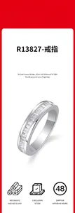 Detailed view of S925 silver ring featuring channel-set baguette moissanite stones.