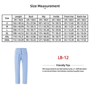 Size chart for loose cotton linen casual pants with detailed measurement data for S-XXXL.