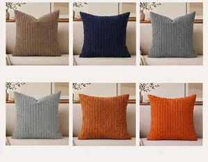 Close-up grid display showing six different color options of textured popcorn pillowcases