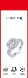 Detailed macro view of a luxury square halo moissanite ring set in S925 sterling silver