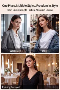 Female model wearing sparkling zircon cross earrings in different lifestyle scenarios