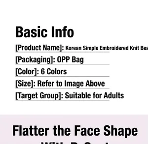 Product specification table for the winter embroidered knit beanie hat for men and women