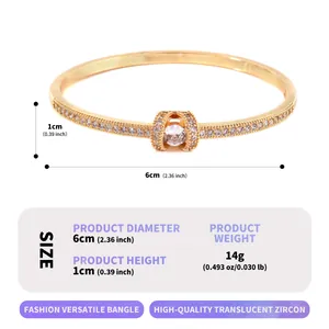 Dettagli del bracciale in zircone placcato oro con specifiche di diametro e peso
