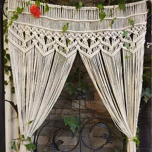 Tenture Murale en Macramé de Coton Tissée à la Main Bohème Grand Gland Tapisserie Boho Mariage Toile de Fond Rideau de Porte