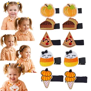 Cartoon Knitted Flower Fruit Animal Hair Clips For Kids Girls Handmade Crochet Duckbill Clips Hair Accessories Collection