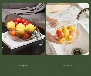 Multifunctional clear kitchen drain basket for washing and serving fresh fruits and vegetables