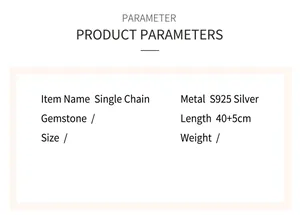 Technical specifications of S925 sterling silver chain necklace including length