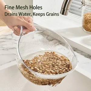 Multifunctional transparent kitchen rice washing colander and fruit vegetable drain basket