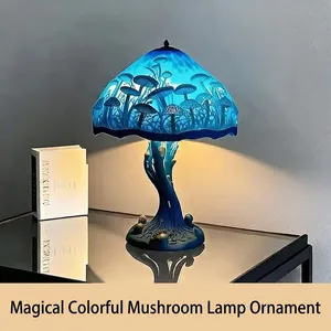 Magic LED Color Changing Mushroom Lamp Resin Table Lamp USB Powered Magical Forest Night Light Creative Home Decor Art Sculpture Gift