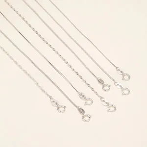 S925 sterling silver chains in multiple styles like snake and box for DIY necklaces.